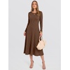 image:imageANRABESS Womens Long Sleeve Sweater Dress Fall Ribbed Knit Midi DressesBrown