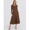 image:imageANRABESS Womens Long Sleeve Sweater Dress Fall Ribbed Knit Midi DressesBrown