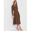 image:imageANRABESS Womens Long Sleeve Sweater Dress Fall Ribbed Knit Midi DressesBrown