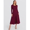 image:imageANRABESS Womens Long Sleeve Sweater Dress Fall Ribbed Knit Midi DressesBurgundy