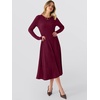 image:imageANRABESS Womens Long Sleeve Sweater Dress Fall Ribbed Knit Midi DressesBurgundy