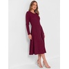 image:imageANRABESS Womens Long Sleeve Sweater Dress Fall Ribbed Knit Midi DressesBurgundy