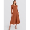 image:imageANRABESS Womens Long Sleeve Sweater Dress Fall Ribbed Knit Midi DressesBurnt Orange