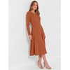image:imageANRABESS Womens Long Sleeve Sweater Dress Fall Ribbed Knit Midi DressesBurnt Orange