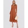 image:imageANRABESS Womens Long Sleeve Sweater Dress Fall Ribbed Knit Midi DressesBurnt Orange