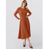 image:imageANRABESS Womens Long Sleeve Sweater Dress Fall Ribbed Knit Midi DressesBurnt Orange