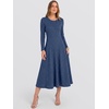 image:imageANRABESS Womens Long Sleeve Sweater Dress Fall Ribbed Knit Midi DressesDark Blue