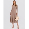 image:imageANRABESS Womens Long Sleeve Sweater Dress Fall Ribbed Knit Midi DressesTan