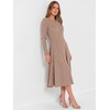 image:imageANRABESS Womens Long Sleeve Sweater Dress Fall Ribbed Knit Midi DressesTan