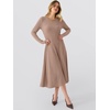 image:imageANRABESS Womens Long Sleeve Sweater Dress Fall Ribbed Knit Midi DressesTan