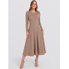 image:imageANRABESS Womens Long Sleeve Sweater Dress Fall Ribbed Knit Midi DressesTan