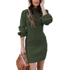 image:imageANRABESS Womens Long Sleeve Turtle Neck Fall Bodycon Mini Sweater DressesArmy Green