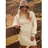 image:imageANRABESS Womens Long Sleeve Turtle Neck Fall Bodycon Mini Sweater DressesBeige