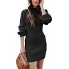 image:imageANRABESS Womens Long Sleeve Turtle Neck Fall Bodycon Mini Sweater DressesBlack