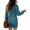 image:imageANRABESS Womens Long Sleeve Turtle Neck Fall Bodycon Mini Sweater DressesDenim Blue