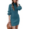 image:imageANRABESS Womens Long Sleeve Turtle Neck Fall Bodycon Mini Sweater DressesDenim Blue