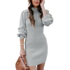image:imageANRABESS Womens Long Sleeve Turtle Neck Fall Bodycon Mini Sweater DressesGray