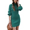 image:imageANRABESS Womens Long Sleeve Turtle Neck Fall Bodycon Mini Sweater DressesGreen