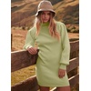 image:imageANRABESS Womens Long Sleeve Turtle Neck Fall Bodycon Mini Sweater DressesLight Green