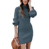 image:imageANRABESS Womens Long Sleeve Turtle Neck Fall Bodycon Mini Sweater DressesNavy