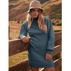 image:imageANRABESS Womens Long Sleeve Turtle Neck Fall Bodycon Mini Sweater DressesNavy