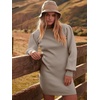image:imageANRABESS Womens Long Sleeve Turtle Neck Fall Bodycon Mini Sweater DressesRed Apricot