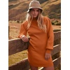 image:imageANRABESS Womens Long Sleeve Turtle Neck Fall Bodycon Mini Sweater DressesRust Orange