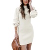 image:imageANRABESS Womens Long Sleeve Turtle Neck Fall Bodycon Mini Sweater DressesWhite