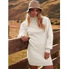 image:imageANRABESS Womens Long Sleeve Turtle Neck Fall Bodycon Mini Sweater DressesWhite