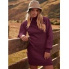 image:imageANRABESS Womens Long Sleeve Turtle Neck Fall Bodycon Mini Sweater DressesWine Red