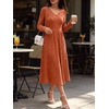 image:imageANRABESS Womens Long Sleeve V Neck A Line Fall Midi DressBurnt Orange