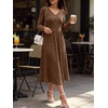 image:imageANRABESS Womens Long Sleeve V Neck A Line Fall Midi DressDark Brown