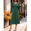 image:imageANRABESS Womens Long Sleeve V Neck A Line Fall Midi DressGreen