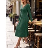 image:imageANRABESS Womens Long Sleeve V Neck A Line Fall Midi DressGreen