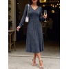 image:imageANRABESS Womens Long Sleeve V Neck A Line Fall Midi DressNavy Blue