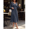 image:imageANRABESS Womens Long Sleeve V Neck A Line Fall Midi DressNavy Blue