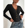 image:imageANRABESS Womens Long Sleeve V Neck Henley Bodysuits TopsBlack