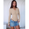 image:imageANRABESS Womens Long Sleeve V Neck Henley Bodysuits TopsGrey Camel