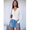 image:imageANRABESS Womens Long Sleeve V Neck Henley Bodysuits TopsWhite