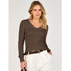 image:imageANRABESS Womens Long Sleeve V Neck Ribbed Sweaters ShirtsBrown