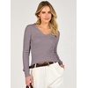 image:imageANRABESS Womens Long Sleeve V Neck Ribbed Sweaters ShirtsNutmeg