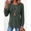 image:imageANRABESS Womens Long Sleeve Waffle Knit Shirts Fall Loose Fit Tunic TopsArmy Green