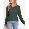 image:imageANRABESS Womens Long Sleeve Waffle Knit Shirts Fall Loose Fit Tunic TopsArmy Green