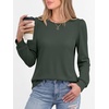 image:imageANRABESS Womens Long Sleeve Waffle Knit Shirts Fall Loose Fit Tunic TopsArmy Green