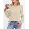 image:imageANRABESS Womens Long Sleeve Waffle Knit Shirts Fall Loose Fit Tunic TopsBeige