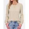 image:imageANRABESS Womens Long Sleeve Waffle Knit Shirts Fall Loose Fit Tunic TopsBeige