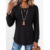 image:imageANRABESS Womens Long Sleeve Waffle Knit Shirts Fall Loose Fit Tunic TopsBlack