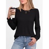 image:imageANRABESS Womens Long Sleeve Waffle Knit Shirts Fall Loose Fit Tunic TopsBlack