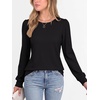 image:imageANRABESS Womens Long Sleeve Waffle Knit Shirts Fall Loose Fit Tunic TopsBlack