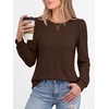 image:imageANRABESS Womens Long Sleeve Waffle Knit Shirts Fall Loose Fit Tunic TopsBrown